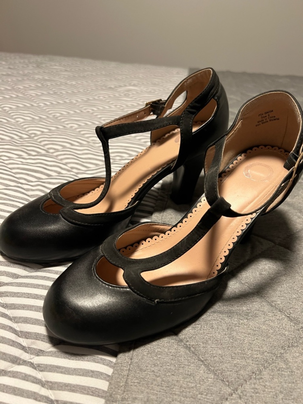 Classic Black T-Strap High Heel Pumps